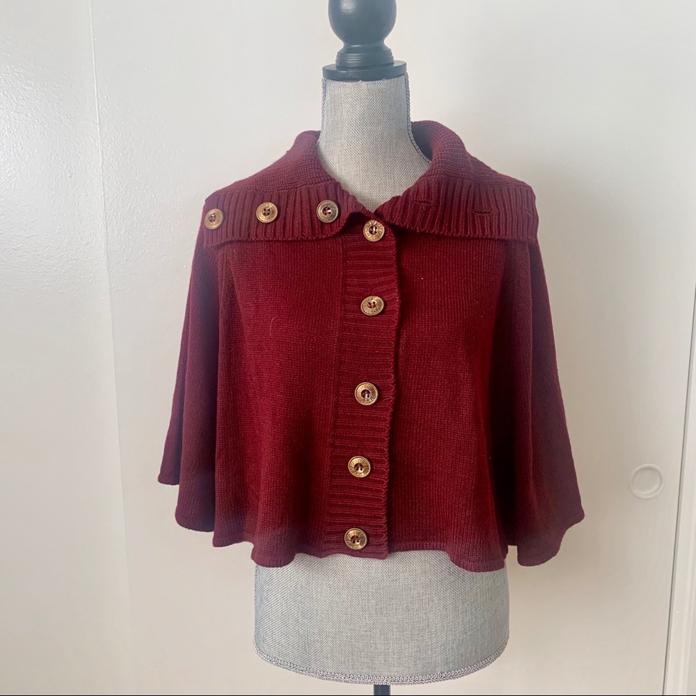 Arden B Burgundy Crop Cardigan Sweater